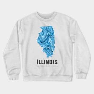 Illinois state map abstract blue Crewneck Sweatshirt